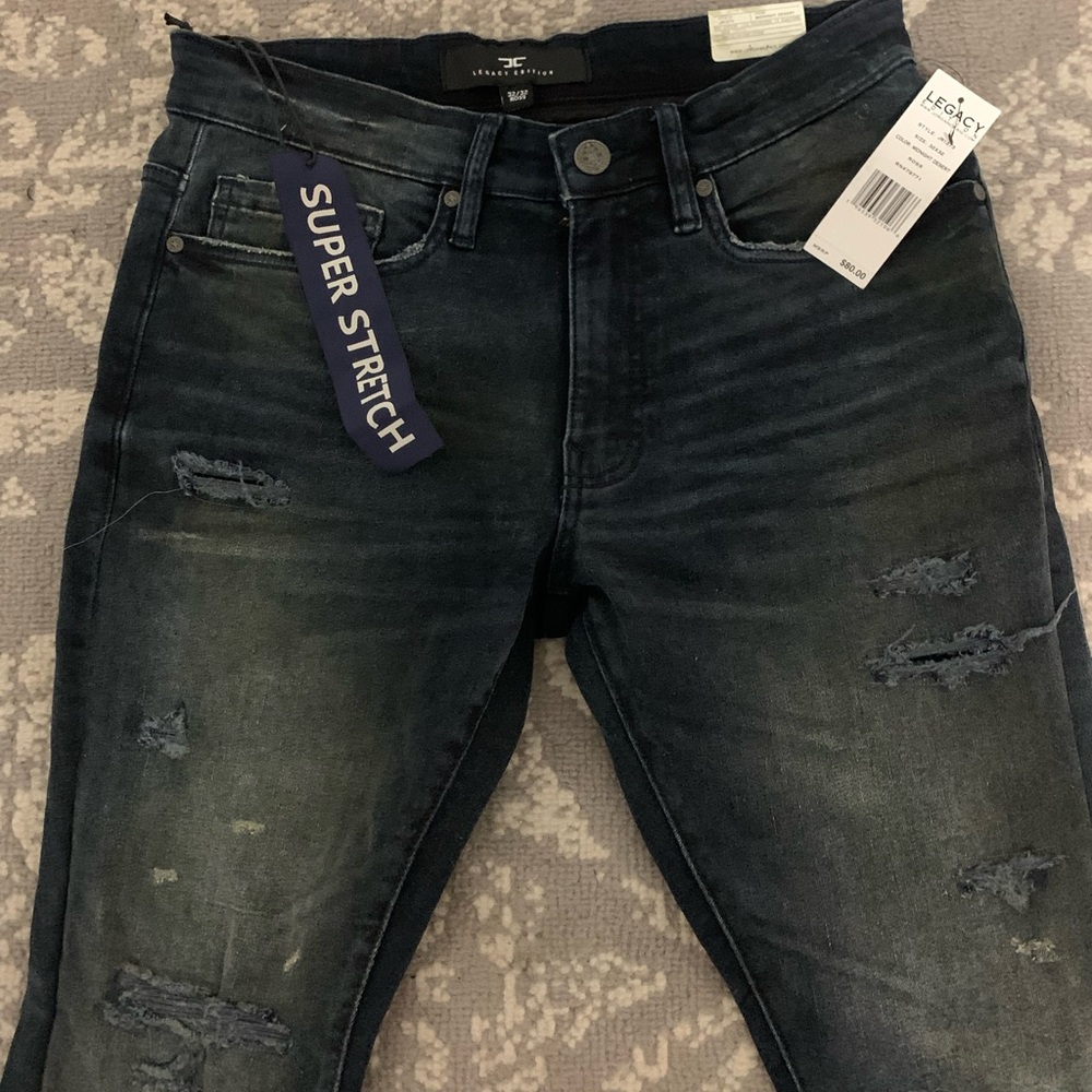 Legacy Men’s Skinny Distressed Jeans - Dark Blue Wash